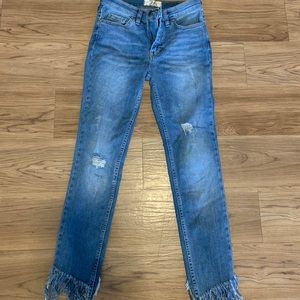 Free People Fringed Skinny Jeans